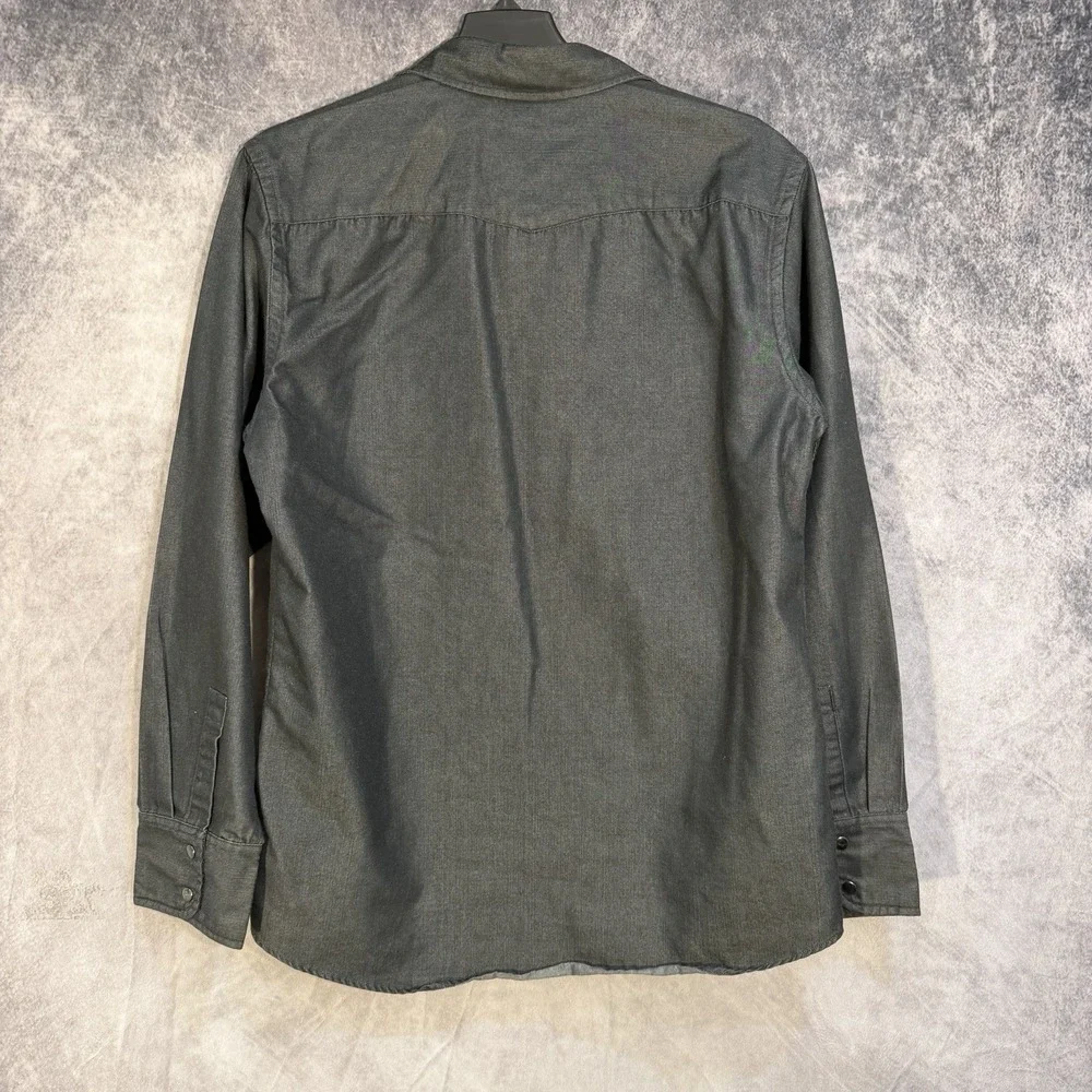 Banana Republic Denim Button Snap Long Sleeve Shirt L Gray Athletic Fit‎ Pockets
